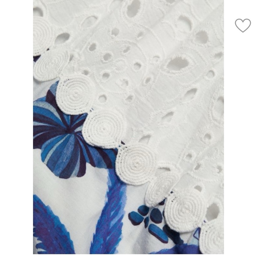 FARM RIO Floral Eyelet Mixed Blue and White Print Maxi Dress, Size S. - Picture 4 of 12